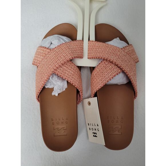 Billabong Avila Woven Crossband Slide Sandals Sweet Peach Size 6 - Picture 2 of 6